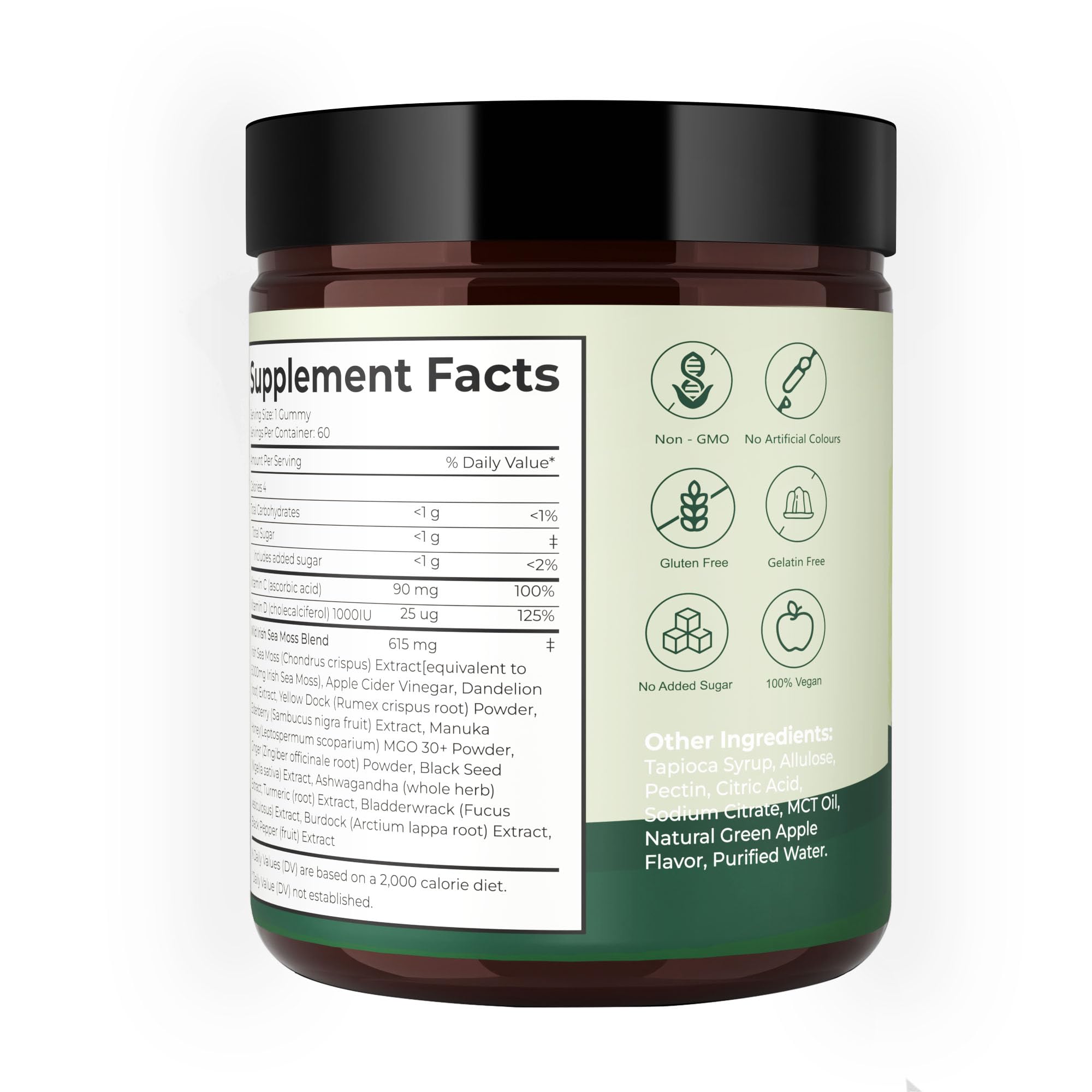 Sea Moss Gummies 16-in-1, Black Seed Oil Ashwagandha Turmeric Bladder Wrack Vitamin C Vitamin D3 Elderberry Manuka Dandelion Yellow Dock Apple Cider Vinegar for Men & Women — Amazon image 8