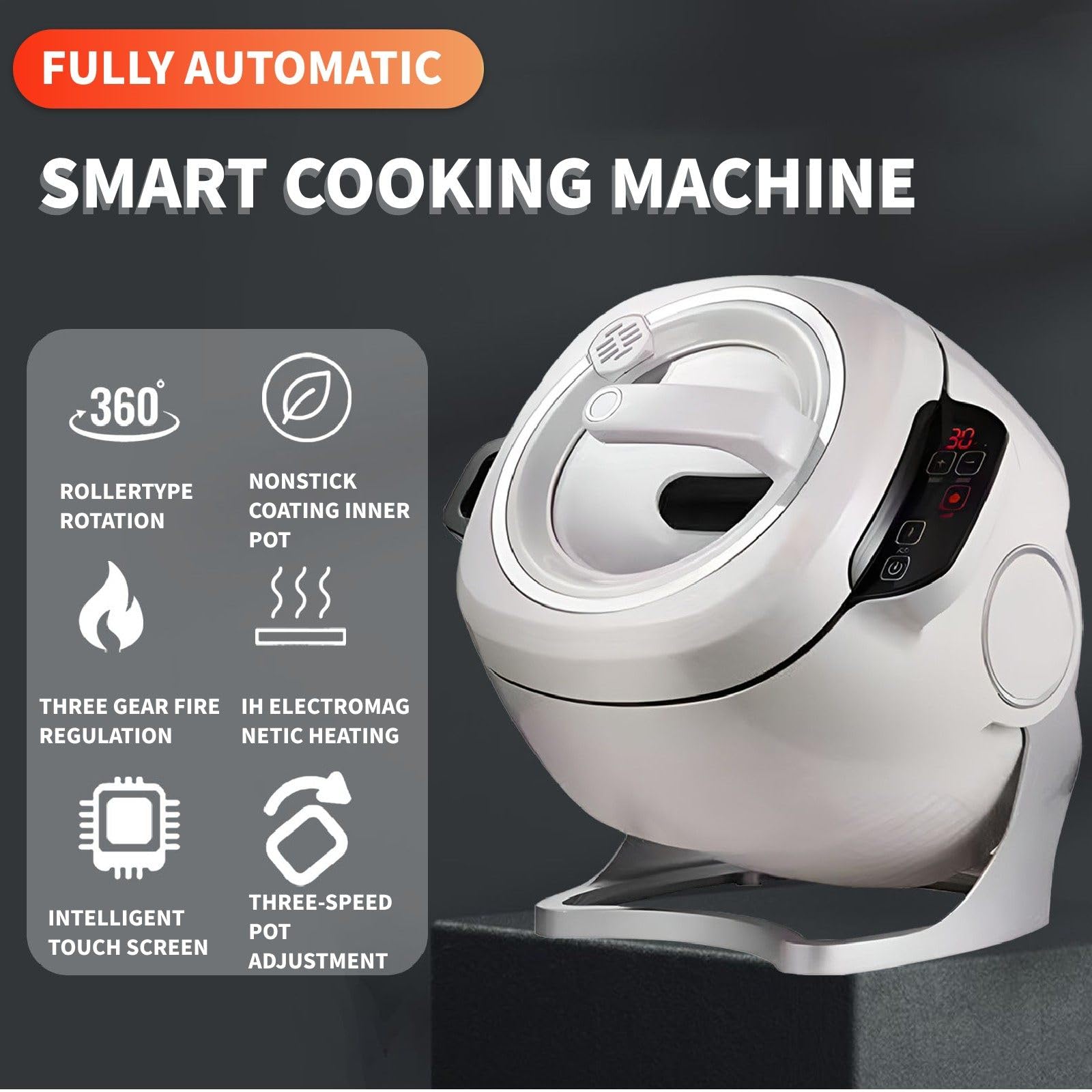 Salteador Automático-Olla Inteligente Eléctrica Antiadherente Programable para Una Cocina Fácil Y Saludable, Sin Humo,para Principiantes Y Apartamentos Pequeños