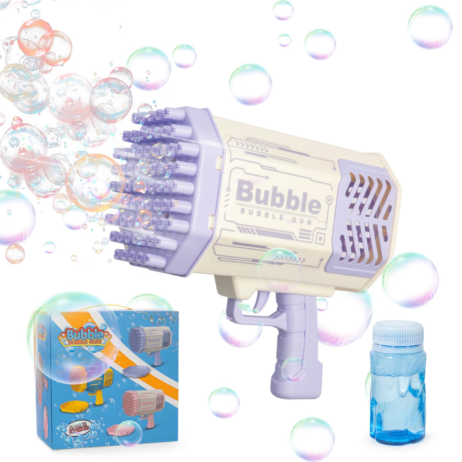 Trintion Bubble Gun Bubble Maker Outdoor Garden Party Games Toys 5000+ Bubbles Per Minute Outdoor Indoor Blaster for 3-8 Year Olds Girls Boys, Kids Birthday Gifts Bubble Blaster, Purple