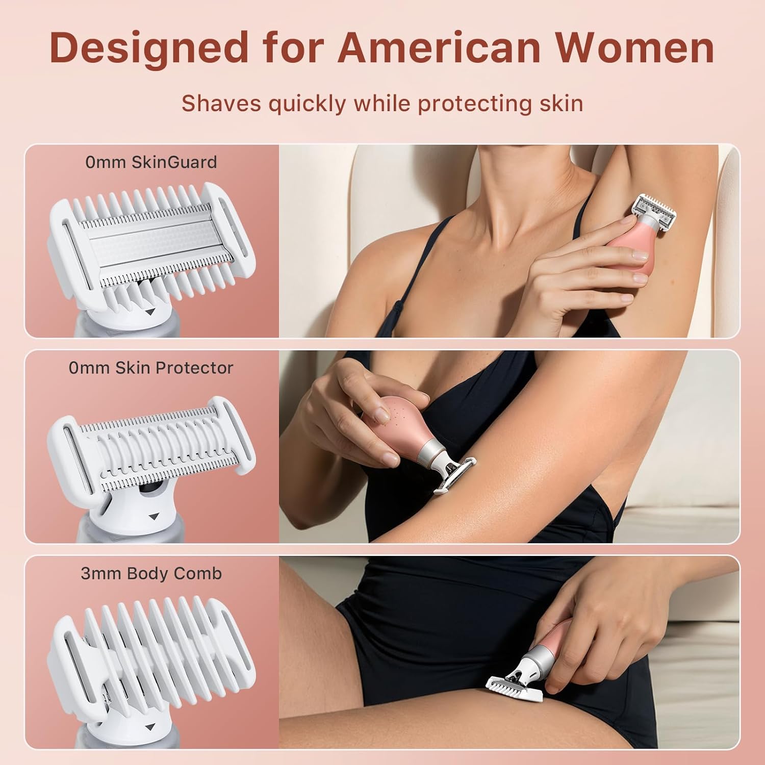 2026 New Bikini Trimmer for Women - Small But Powerful Electric Razors, Intimate Pubic Hair/Lady Facial Painless Removal, USB-C Cordless Body Shaver for Trip, Replaceable Wet/Dry Blade, Gold - Image 4
