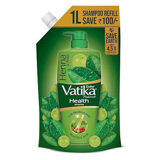 Dabur Vatika Health Shampoo with Henna & Amla for Problem Free Hair – 1L Pouch at Rs. 269