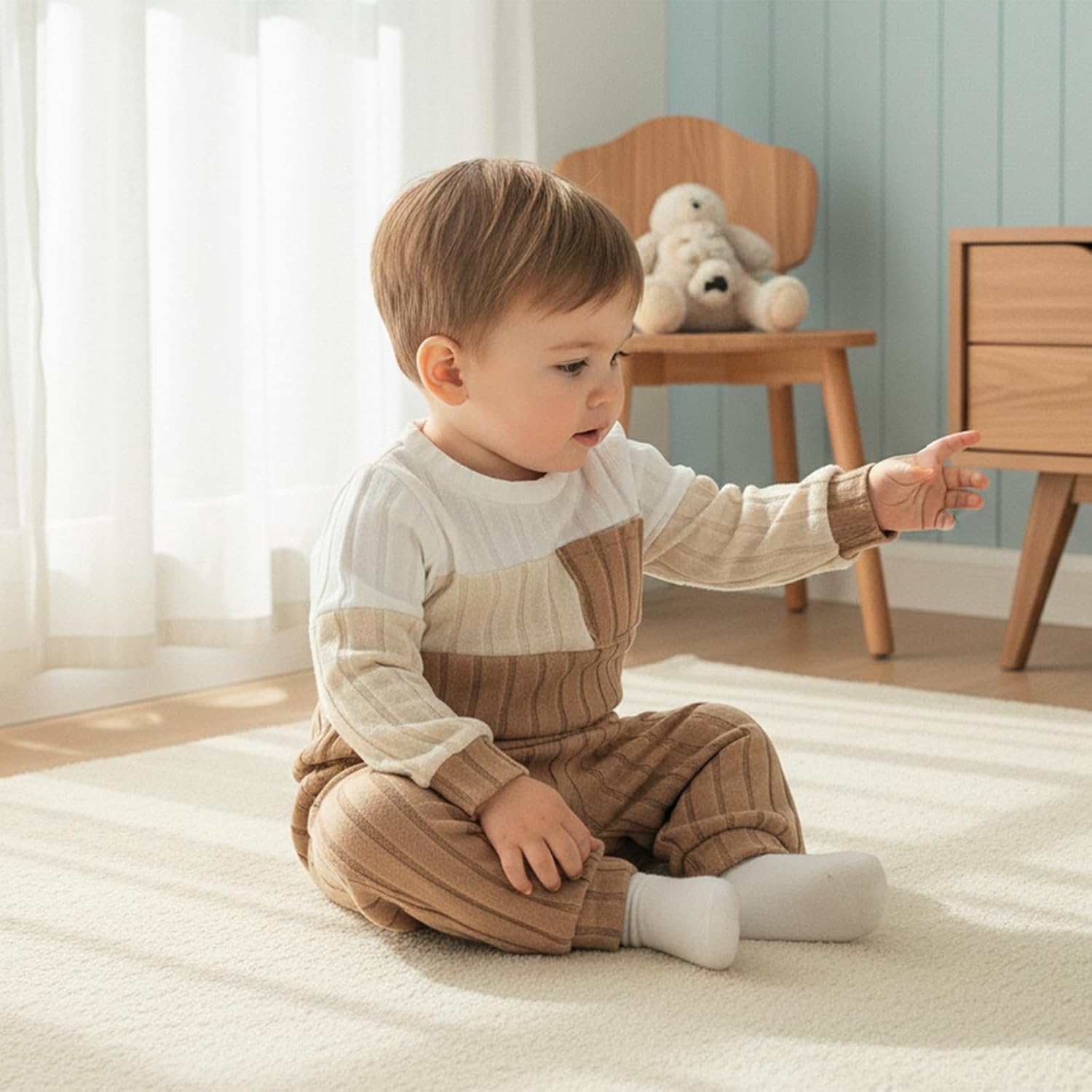 Newborn Baby Boy Clothes Infant Boy Girl Striped Long Sleeve Sweatshirt Romper Bodysuit Soft Fall Winter Outfit - Image 6