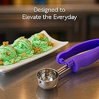 Vista 7 de Cucharón de porciones de acero inoxidable de agarre cómodo con mango ambidiestro