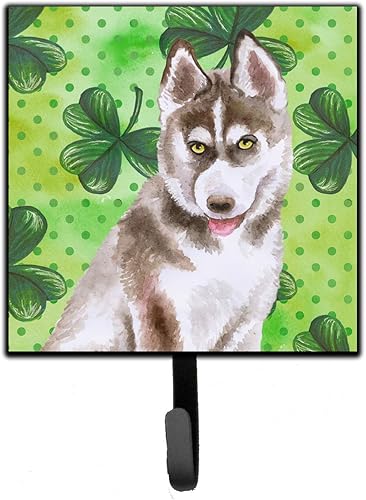 Caroline's Treasures Husky Siberian - Gancho de pared de San Patricio, color gris, pequeño, multicolor