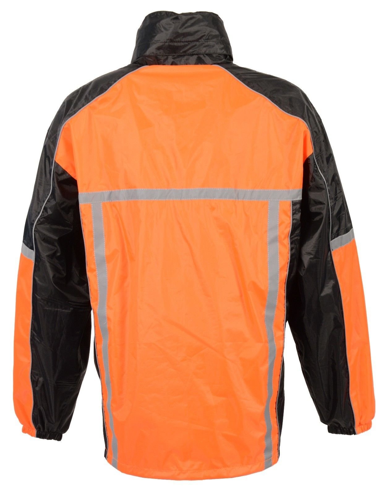 MEN'S MOTORCYCLE MOTORBIKE 100% NYLON RAIN SUIT GEAR BLACK ORANGE DURABLE NEW (3XL Regular)