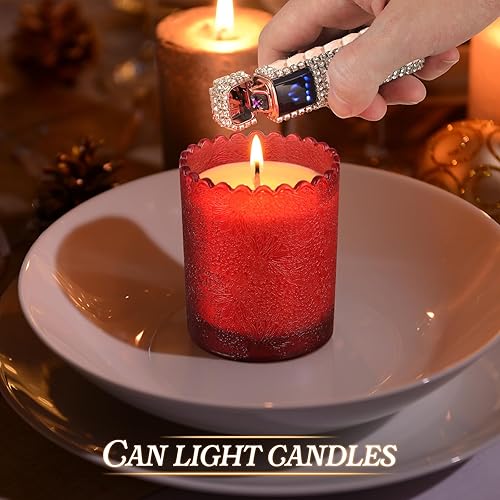 Miniatura 3 de Encendedor eléctrico con purpurina recargable por USB, encendedor de cigarrillos con diamantes de imitación, perfecto para niñas y mujeres, dorado