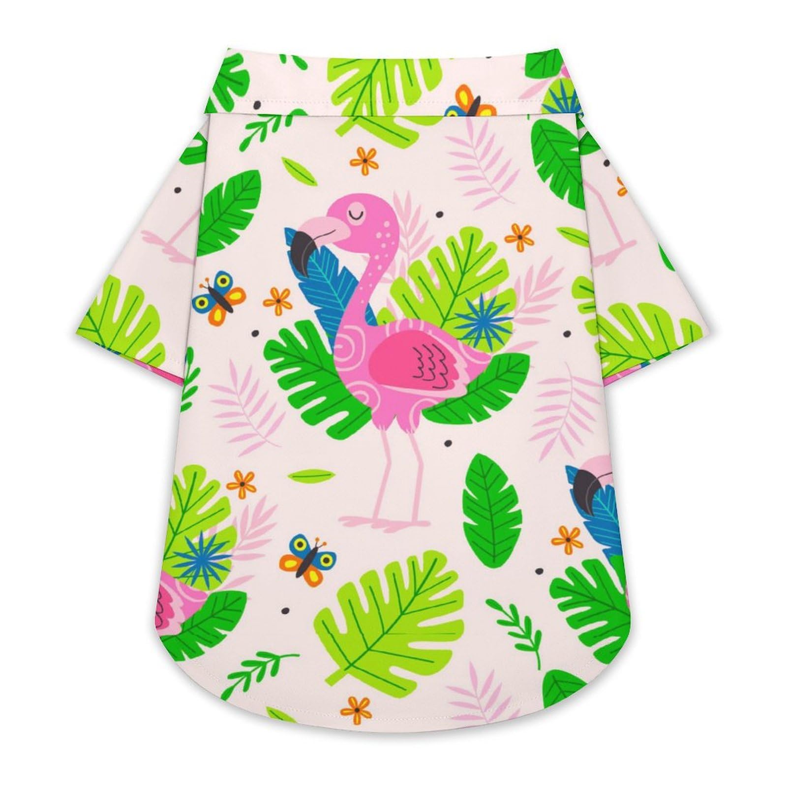 Dog Shirts for Small Dogs Pink Cute Flamingos Tropical Leaves Pet T-Shirt Soft Step-in Puppy Printed Short Sleeve Vest No Choke Cat Shirt Hawaiian