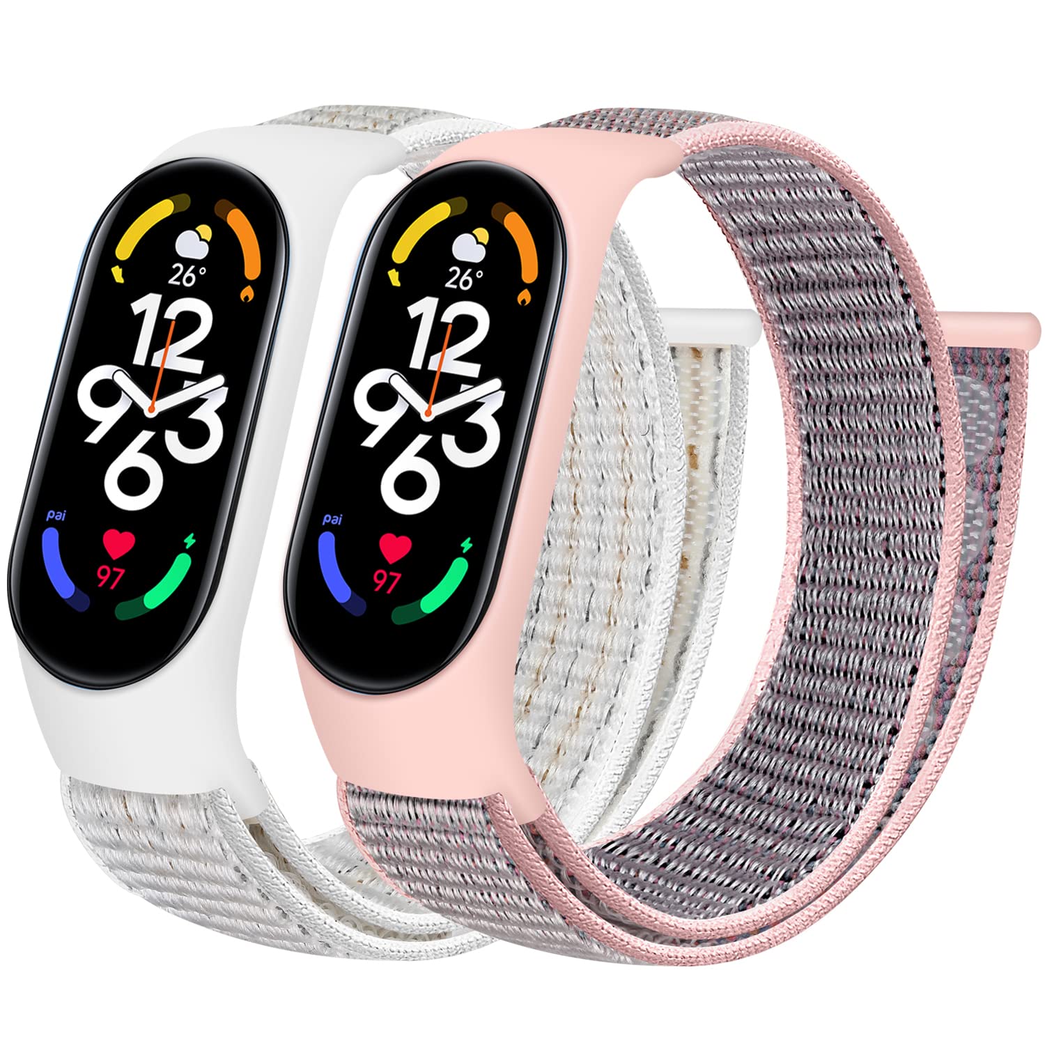 Tiptops Cinturino In Nylon Intrecciato Per Xiaomi Mi Band 7/6/5/4/3 E Amazfit Band 5, Regolabile, Traspirante, Con Velcro, Colori Vari - 2