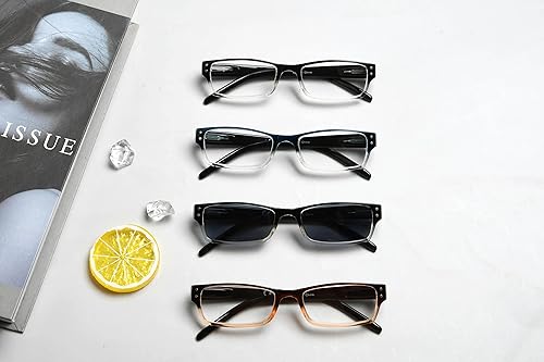 Miniatura 6 de Eyekepper Paquete de 4 lentes de lectura clásicos para mujeres y hombres, incluye lentes de sol de lectura de dos tonos +1.00