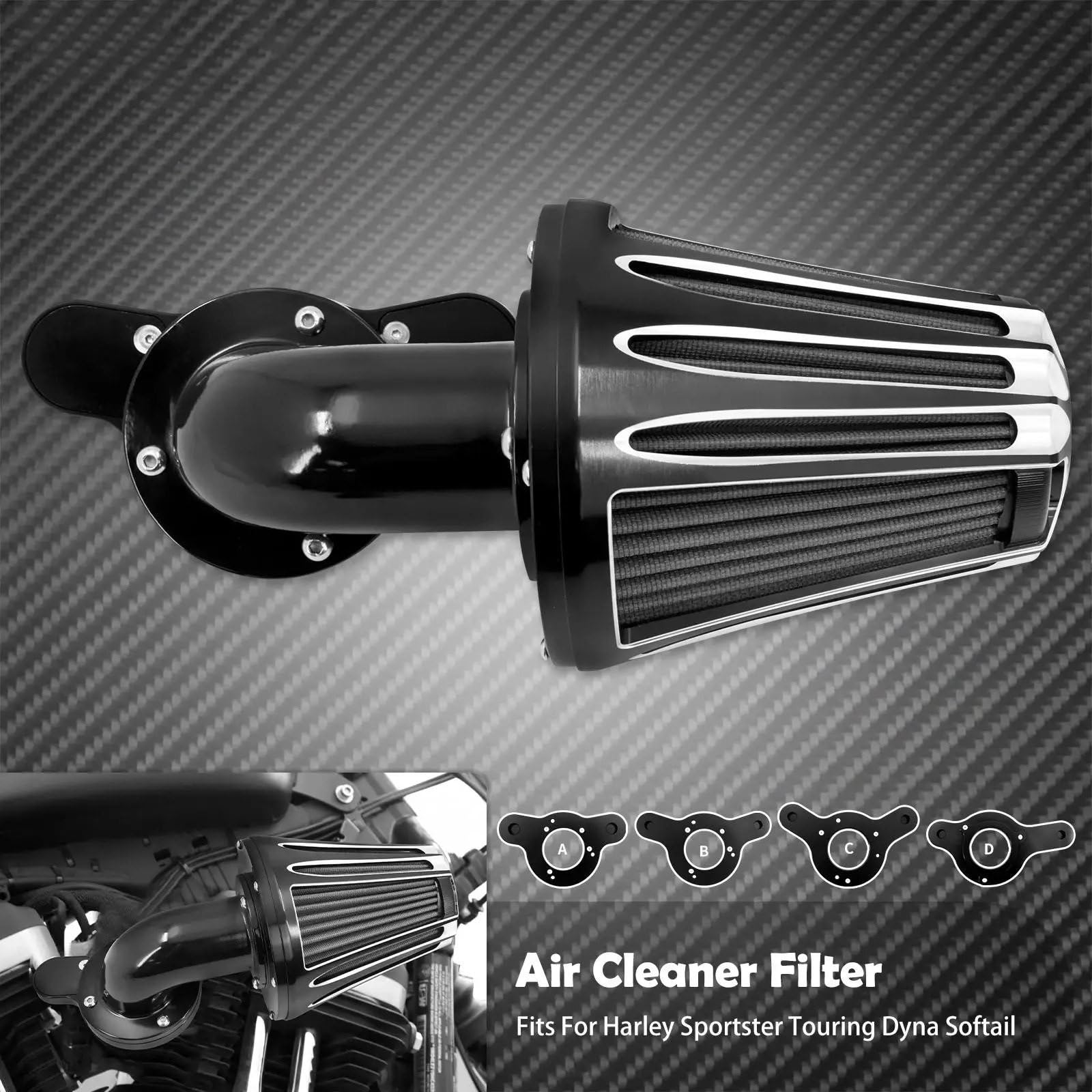Kompatybilność z Pit Bike crossowym‌ Filtr powietrza CNC do motocykla pasujący do Harley Sportster XL 1200 883 48 72 Dyna Touring Softail Fat Boy CVO Electra Road(Air Cleaner B)