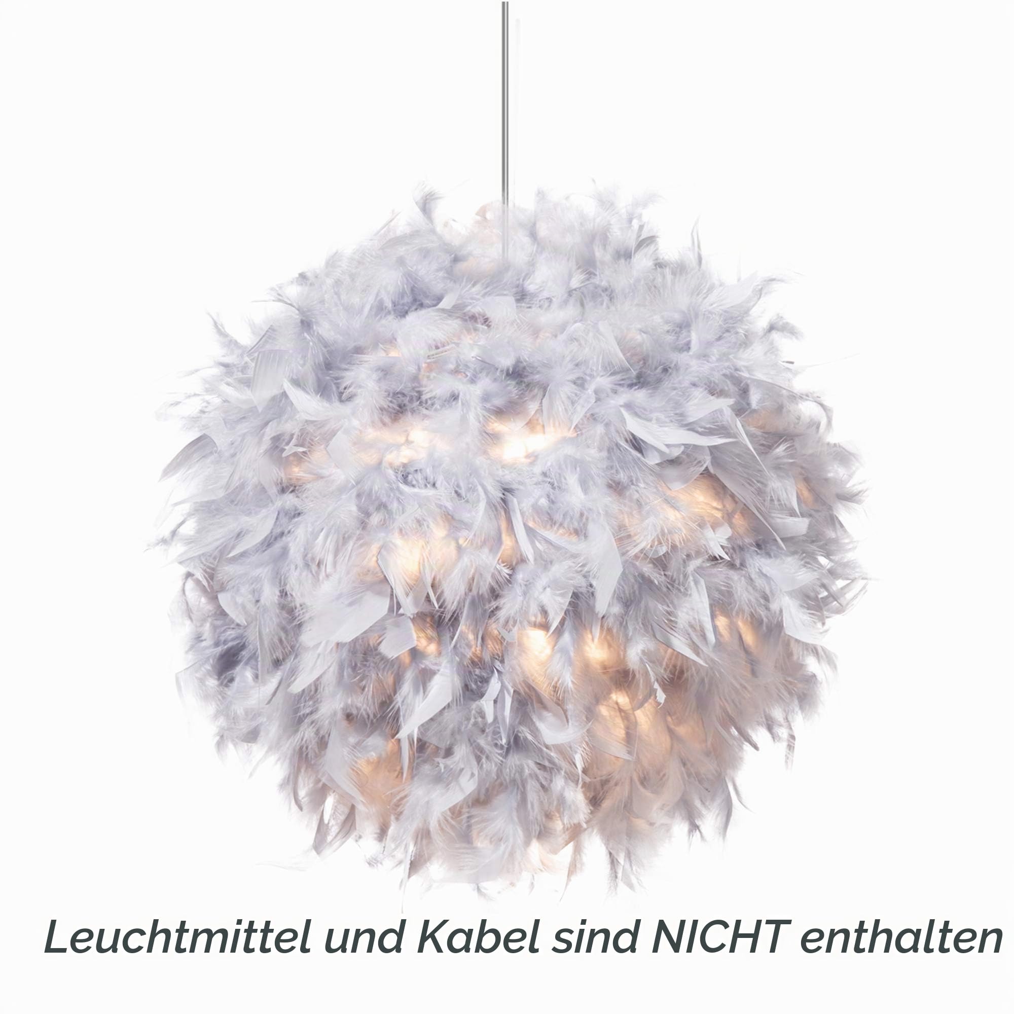 Waneway Feder Lampenschirm für Pendelleuchte Deckenleuchte, Flaumig Verträumt Lichtschatten für Tischlampe oder Stehlampe, Schlafzimmer, Hochzeits oder Party Dekoration, Durchmesser 40cm, Grau