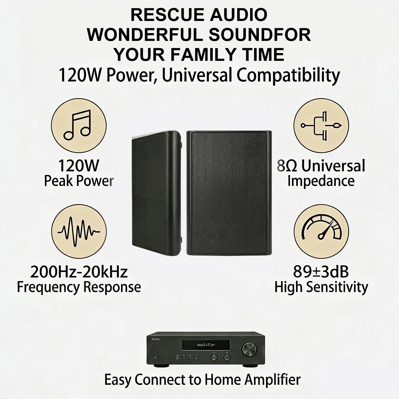 Herdio 5.25" 240W Ultra-Slim Home Theater Wall Speakers (A Pair, Black) - Wall-Mountable Design with Crisp Clear Sound and Durable Construction for Immersive Home Entertainment
