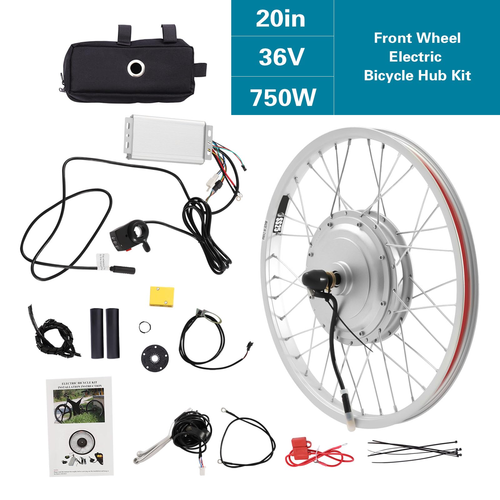 28 Zoll 48 V 1000 W Elektrofahrrad-Umrüstsatz, Daumensteuerung für Geschwindigkeitsregelung, Sechsloch-Scheibenbremse