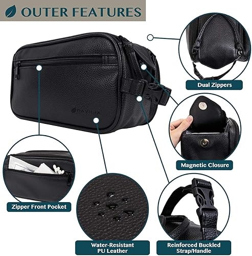 Miniatura 3 de PAVILIA - Neceser para hombre, kit de afeitado para viaje, neceser de viaje para hombres, organizador de artículos de aseo para el cuidado personal,