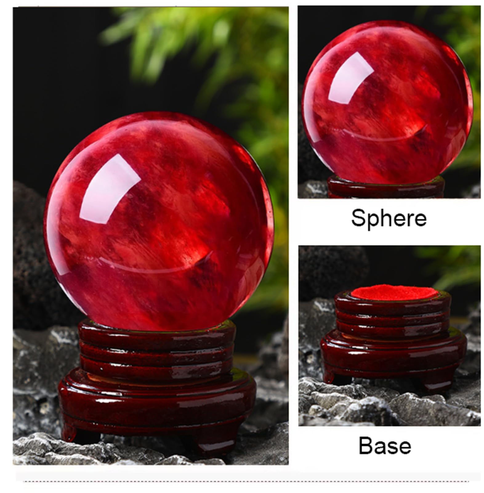 Amazon.co.jp: LoKori スタンド付き大型赤溶融石英クリスタルボール