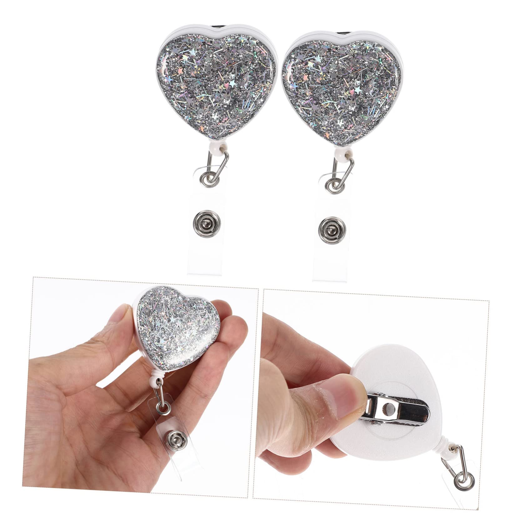 SHINEOFI 10 Piezas pergamino de insignia tarjetero tarjetas visita tarjetero para tarjetas de visita tarjeteros decoración del corazón carretes de identificación cordón colgante abdominales