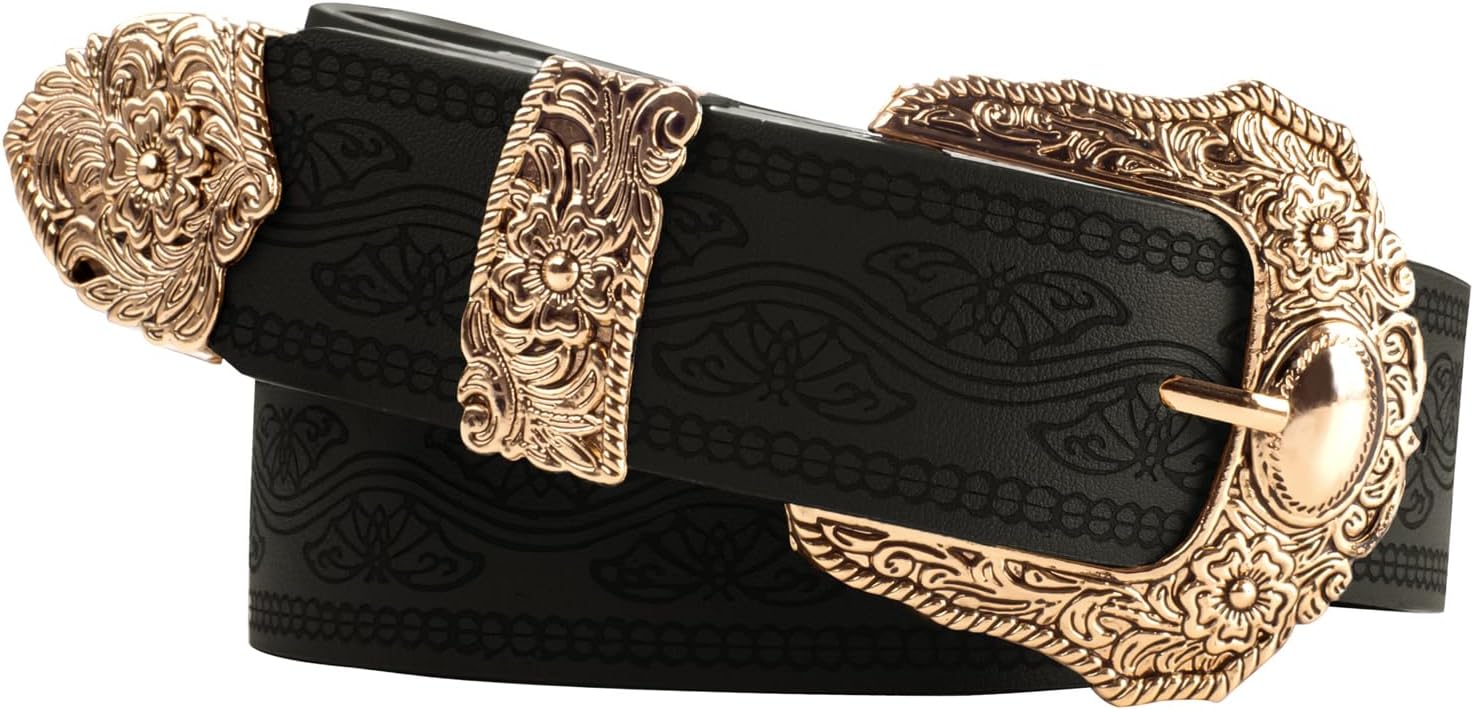 Scarlet Darkness Western Belts for Woman Renaissance Cowgirl Leather Belt with Removable Buckle