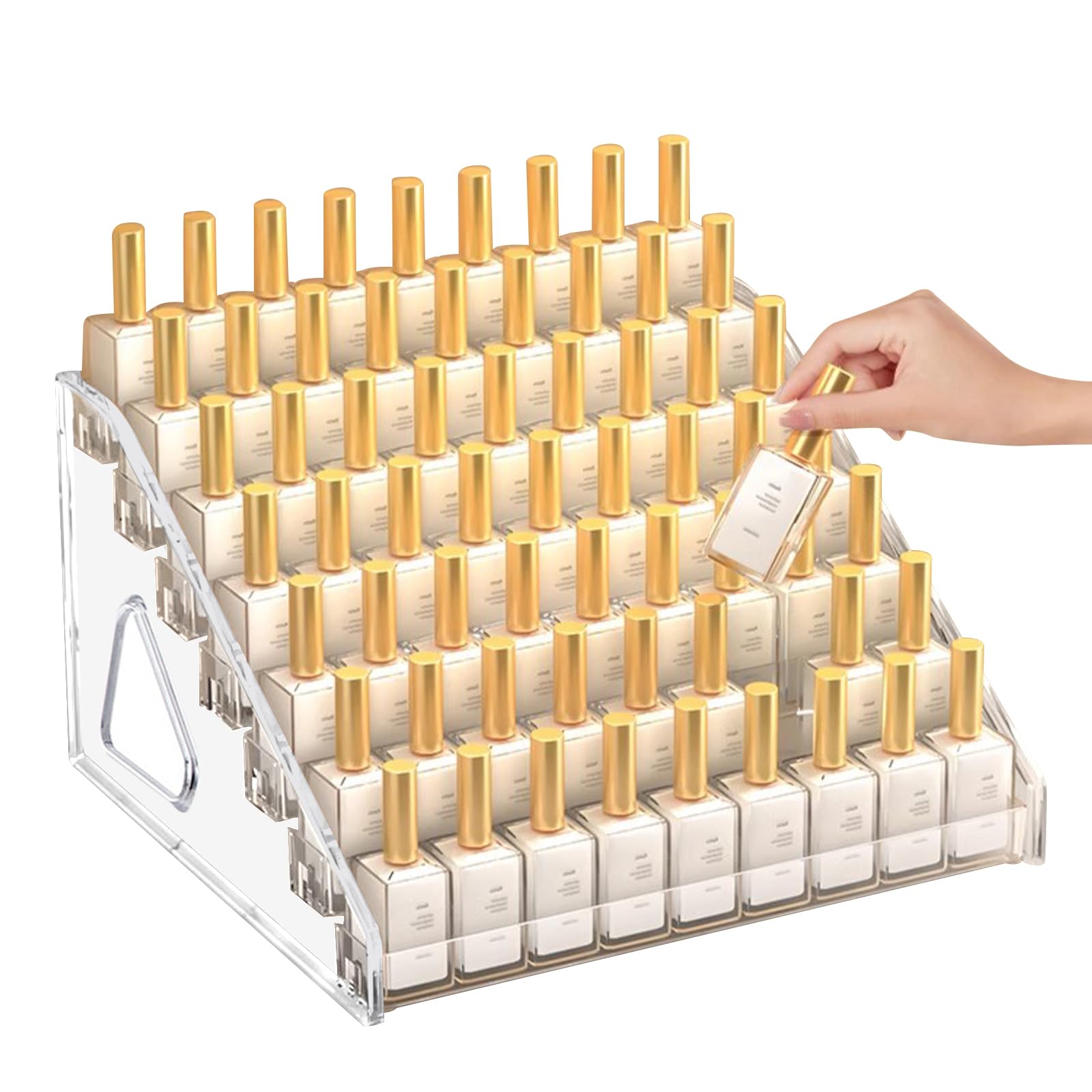 WANDGU Oli Essenziali in Legno 30 Fori, Scatola portaoggetti in Legno per Oli Essenziali Aromaterapia Organizer con 4 Strati per Smalto per Unghie Oli Profumati