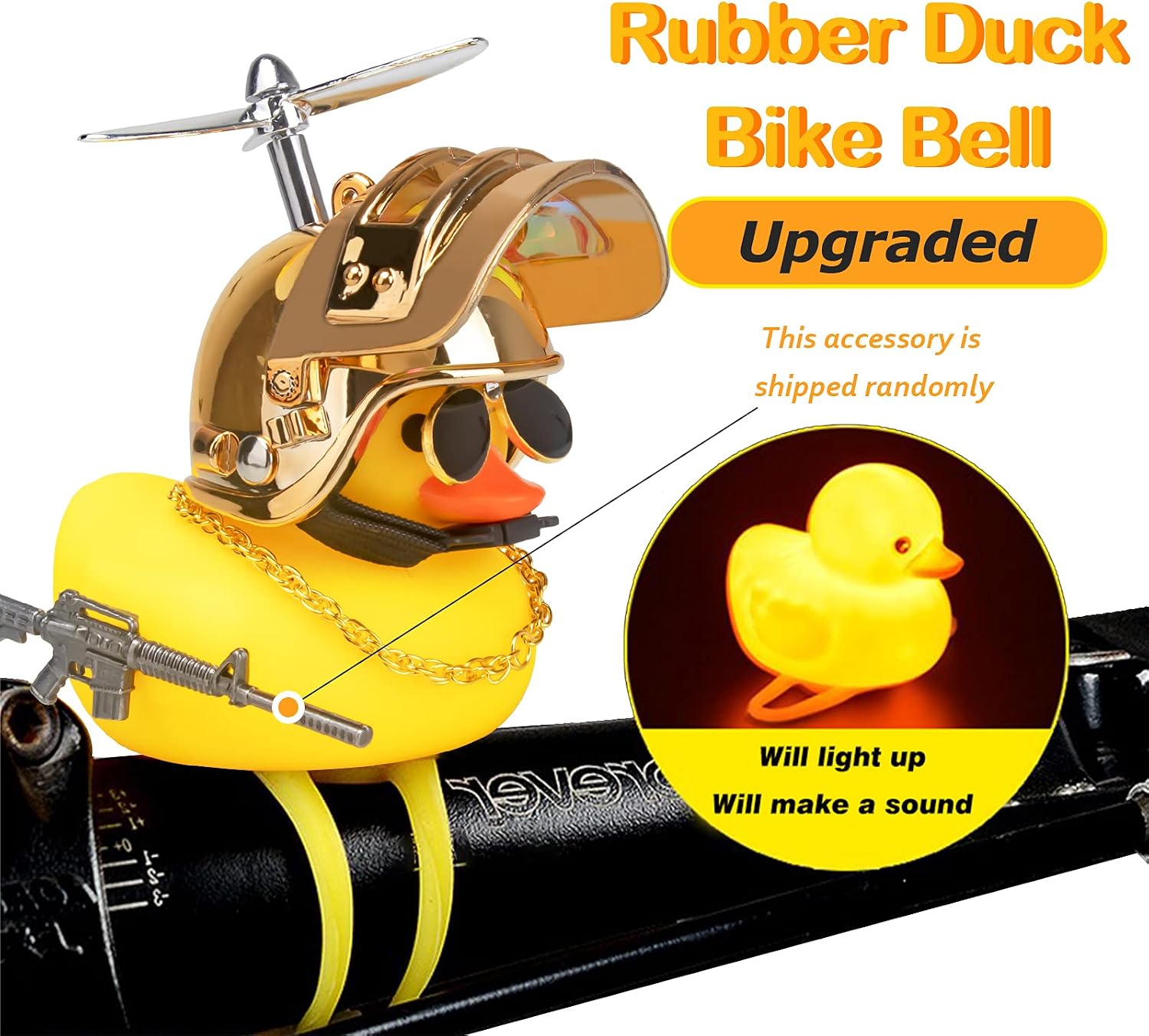 wonuu 2Pcs Rubber Duck Car Ornaments, Squeeze Duck Dashboard Decorations Bicycle Decor for Cycling Motorcycle & Bicycle Accessories Decorations