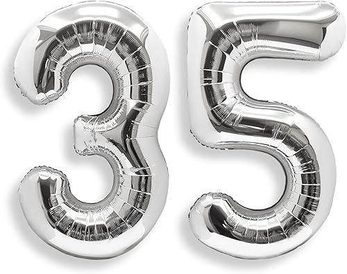 Miniatura 10 de AULE Globos grandes plateados de 40 pulgadas con número 0, globos de helio de aluminio grandes del 0 al 9, decoraciones gigantes de fiesta de