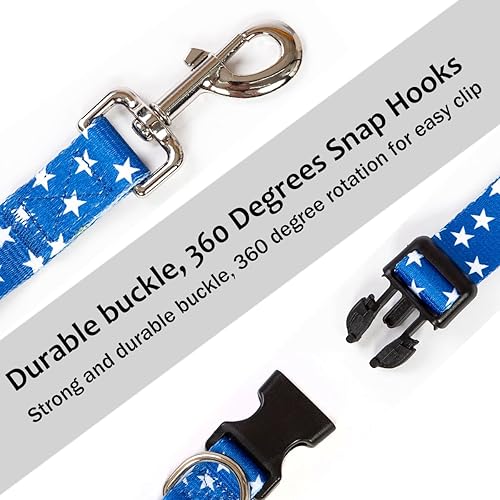 Miniatura 9 de Juego de 2 collares y correa para perros y gatos del 4 de julio, regalo para mascotas, collares ajustables con bandera estadounidense para mascotas