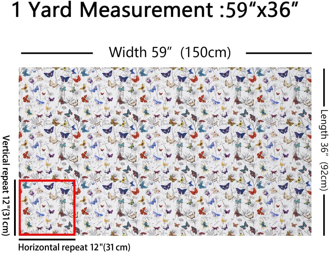 Colorful Butterfly Upholstery Fabric for Chairs, Dahlia Flower Fabric by The Yard, Wild Animals Floral Decor Fabric, Leaves Indoor Outdoor Fabric, Watercolor DIY Art Waterproof Fabric, 5 Yards