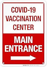 Covid-19 Vaccination Center Sign, Covid Vaccine Sign, (SI-6392) 10x7 Inches, 55 mil Thick HDPS (high Density polystyrene), Made in USA