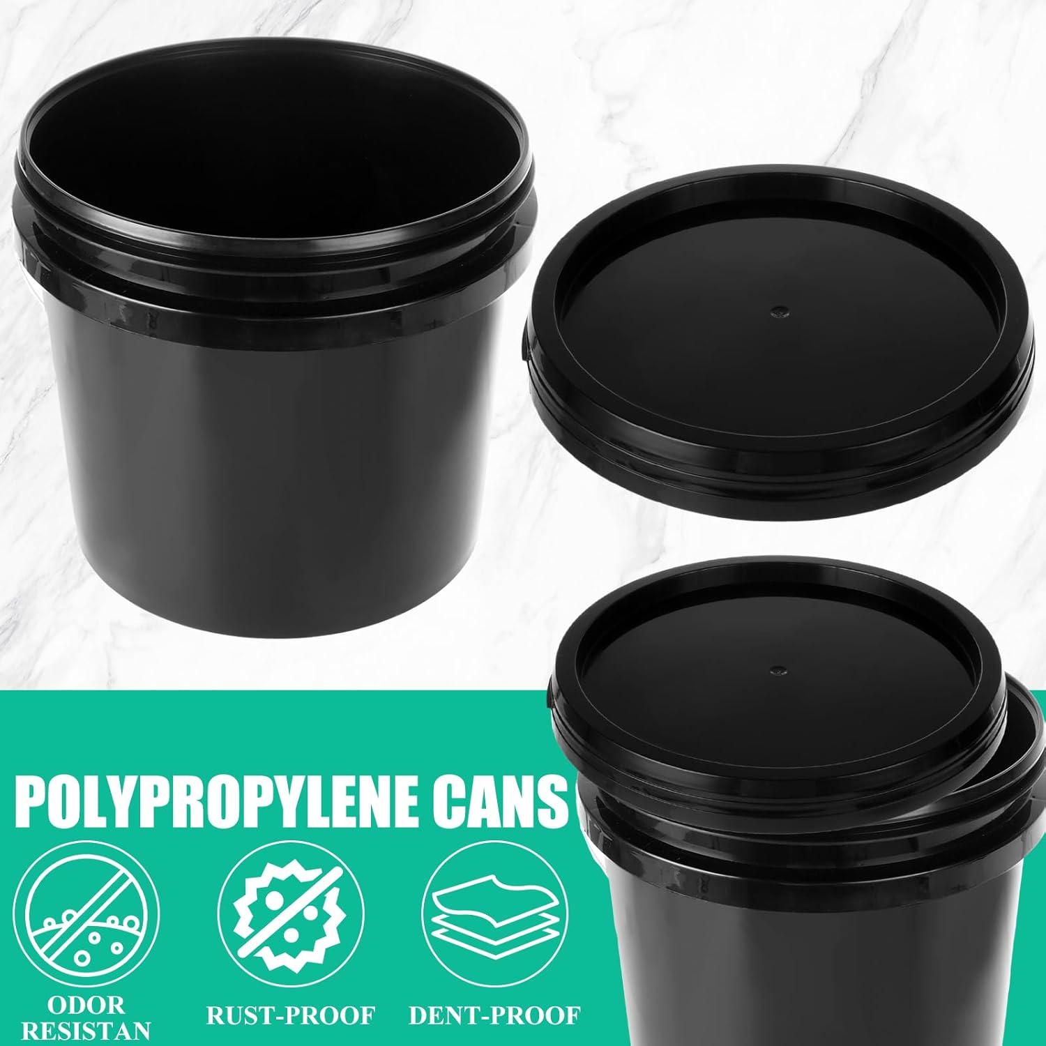 Acrux7 1 Gallon Empty Paint Cans with Lids, Plastic Paint Buckets with Handle, Paints Storage Containers for Painting Varnish DIY Craft Art Storage (Black) - Image 2