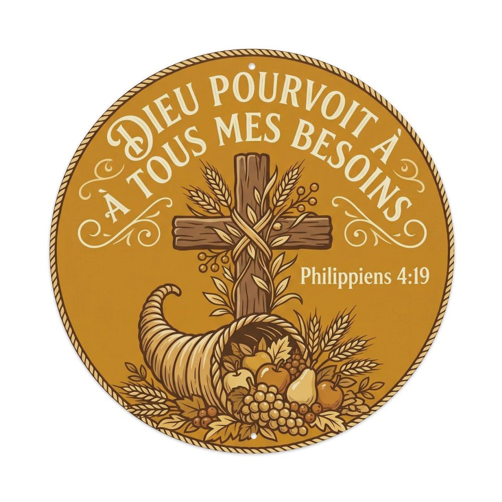 Dieu Pourvoit A Tous Besoins Faithful Metal Tin Sign
