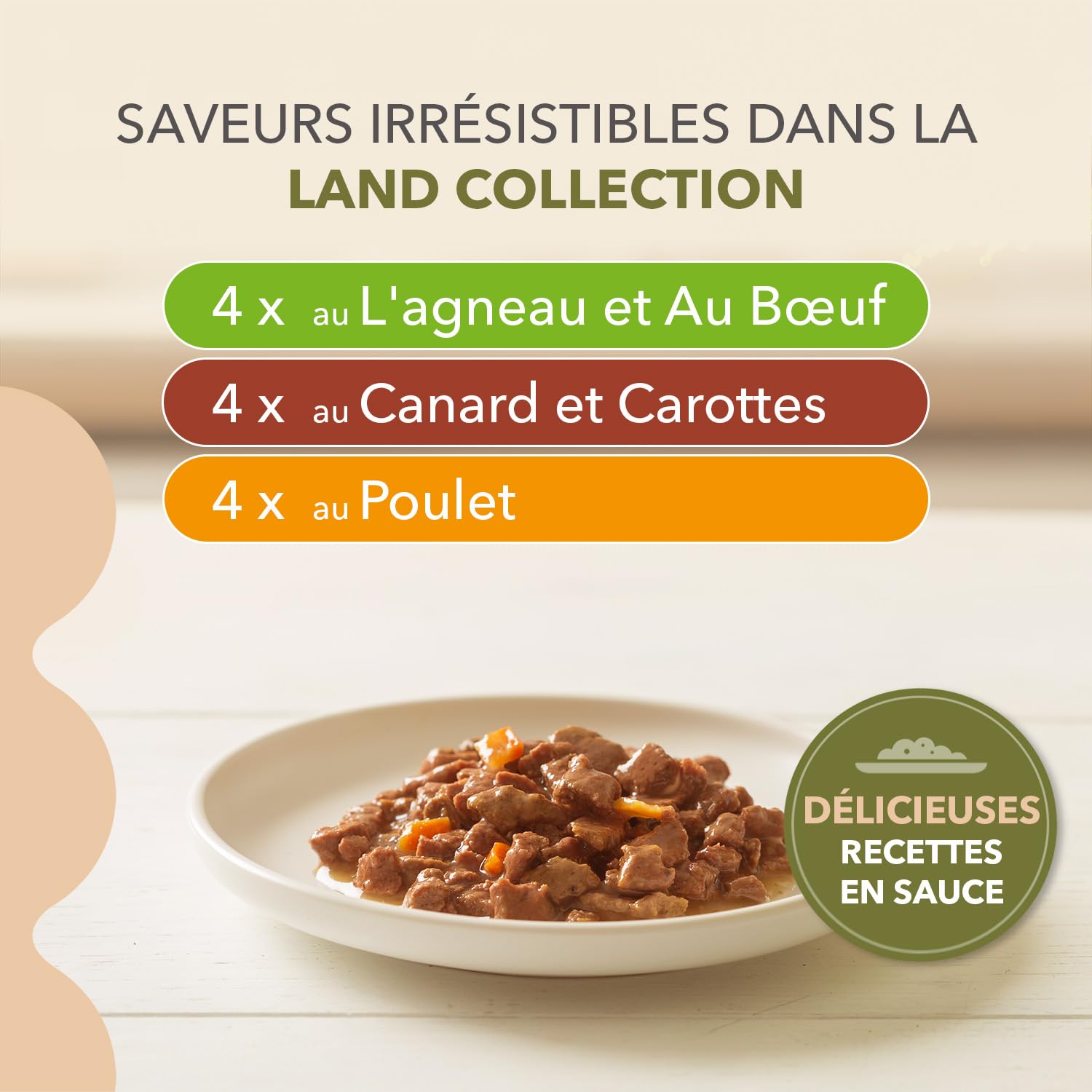 IAMS Delights Land Collection Nourriture Humide pour Chat sans céréales – Multipack avec Viande, variétés en Sauce, Nourriture Humide sans céréales pour Chats à partir de 1 an, 12 x 85 g