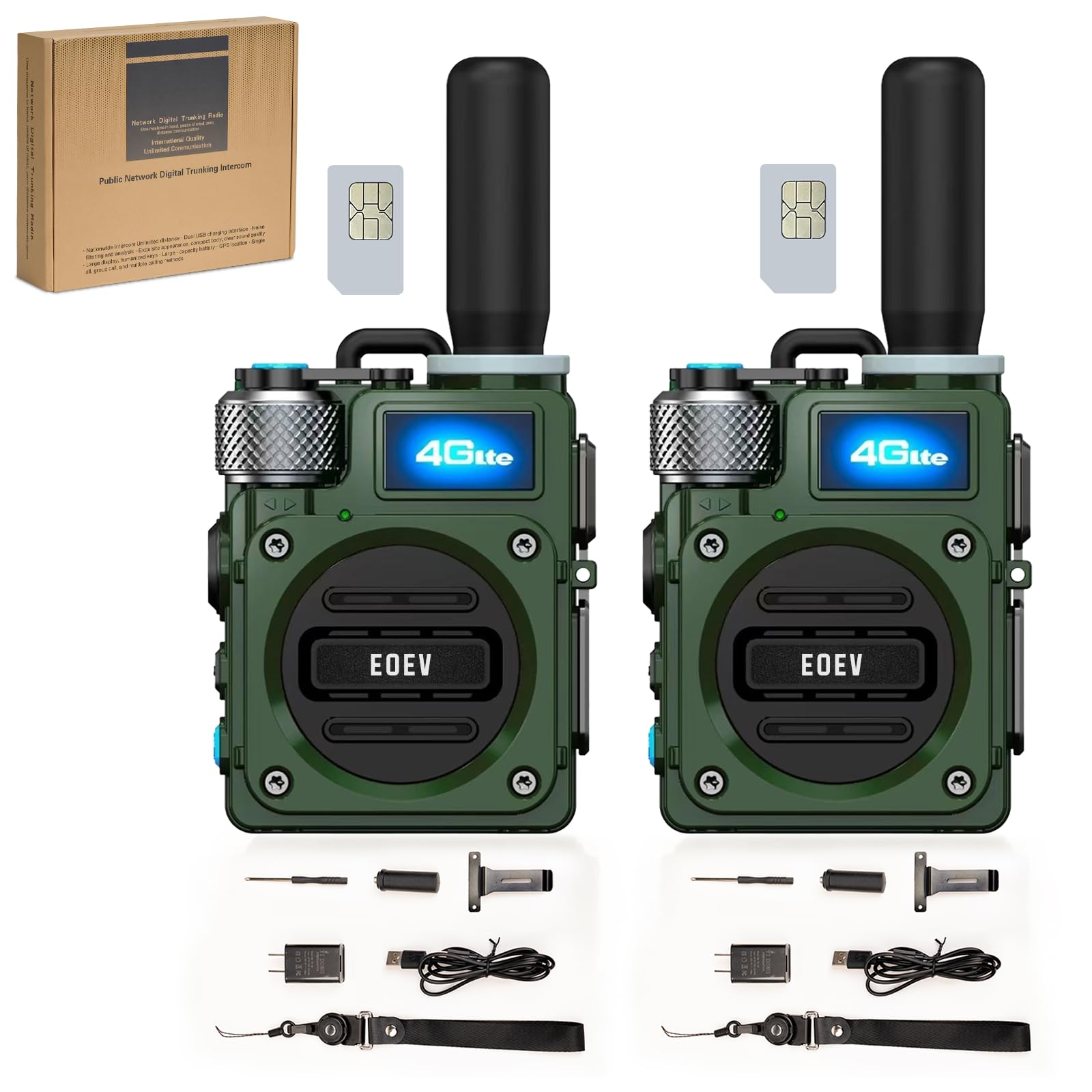 2Pcs 4G Walkie Talkie for Adults,Long Range 4G 1000 Mile Rechargeable Two-Way Radios 3-Day Battery Runtime Ideal for Hiking,Camping,Work,and Emergency