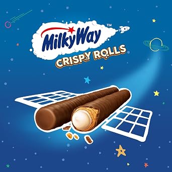 MILKY WAY Crispy Rolls, Milk Chocolate, Biscuit Snack bar, Single 22.5 g (1 x 24 Bars)