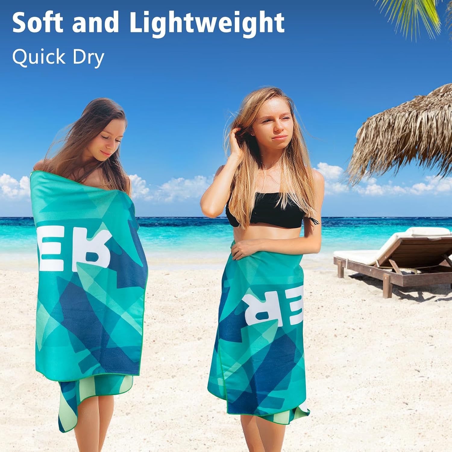 CCILAND Microfiber Sand Free Beach Towel, Oversized Beach Towels for Adult, 71"X32" Lightweight Towels for Beach, Quick Dry Super Absorbent Towels Beach for Travel Swimming Bath (Summer)