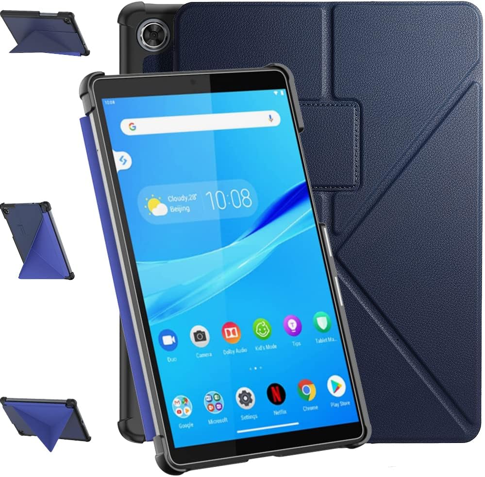 E NET-CASECase for Leonvo Tab M8 HD (TB-8505X/8505F/8505FS/8705F/8505N), Vertical Standing Case with Auto Wake/Sleep Feature Origami Cover for Lenovo Tab M8 FHD Tablet(Deep Blue)