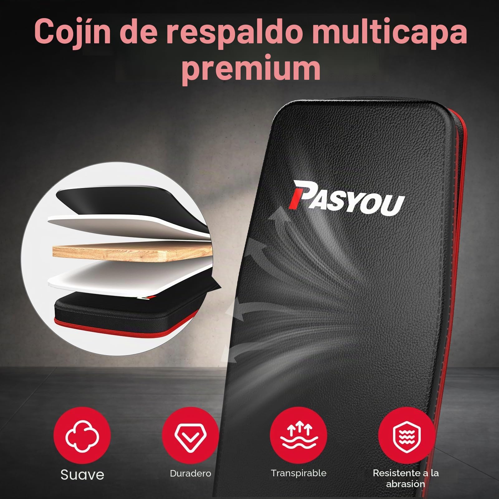 PASYOU Máquina De Extensión De Piernas con 7 Respaldos Ajustables, Prensa De Piernas para Gimnasio En Casa, Capacidad De Peso De hasta 500 KG, Banco De Pesas con Flexiones De Piernas