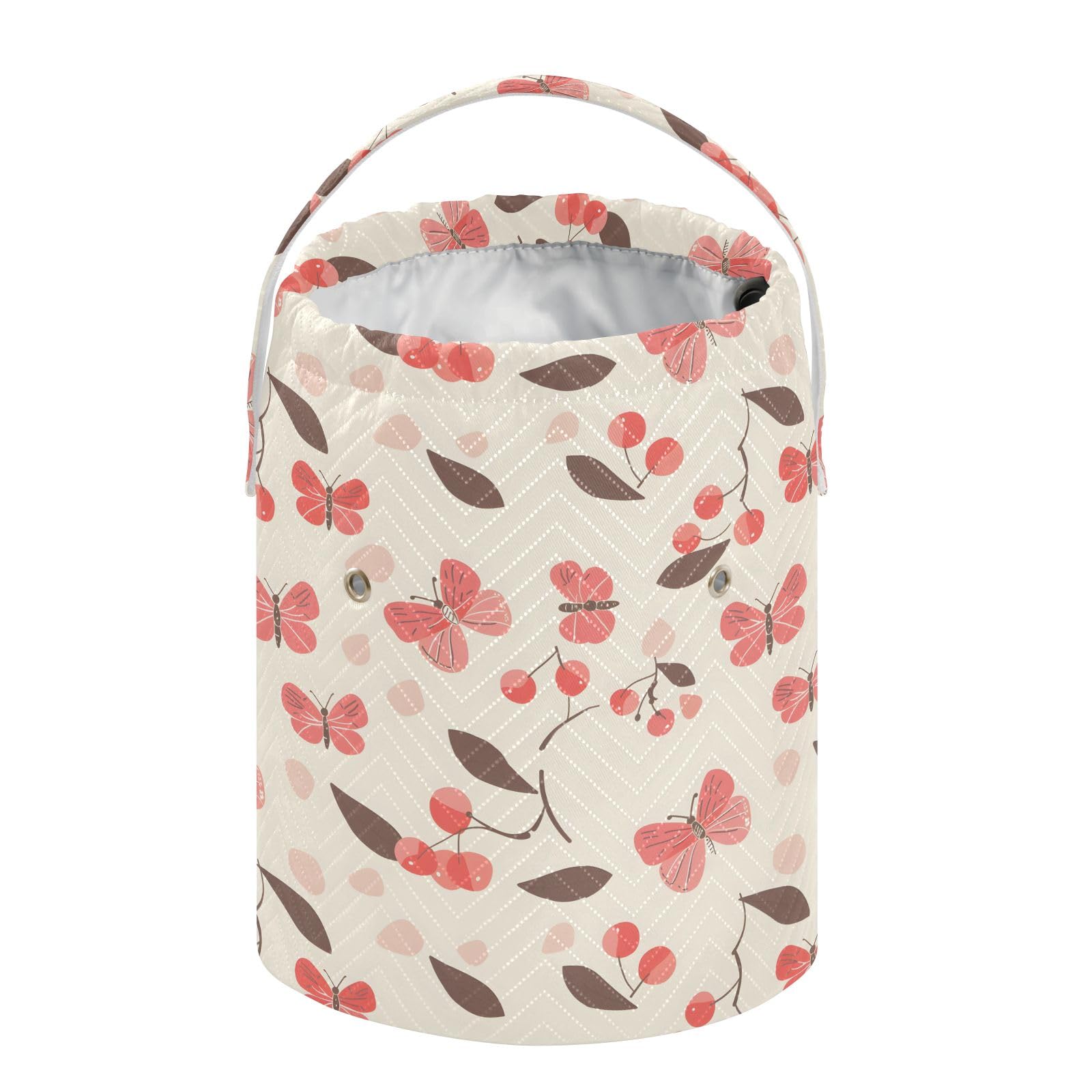 Yarn Storage Bag Small Crochet Bag Knitting Bag Organizer Cherry Butterfly Pink Yarn Bags for Crocheting Basket