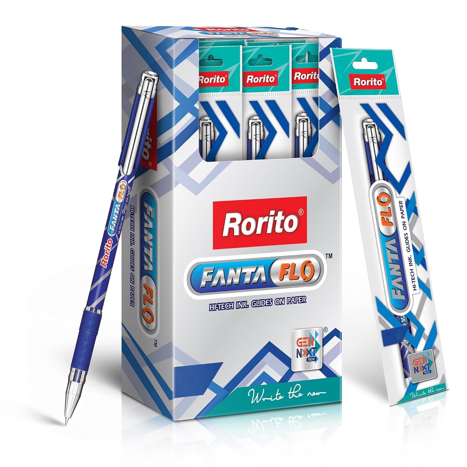 Rorito Fantaflo Ball Pen – Blue | Smooth Writing, Comfortable Grip & Long Ink Life | Ideal for School, College & Office Use | Pack of 20 Pens-image-48