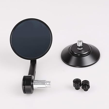 Amazon Briqual バイクミラー カバーキャップ バーエンドミラー 汎用 丸形 ブルー鏡 反射防止 Cnc ネジ方向 正と正 車 バイク 車 バイク