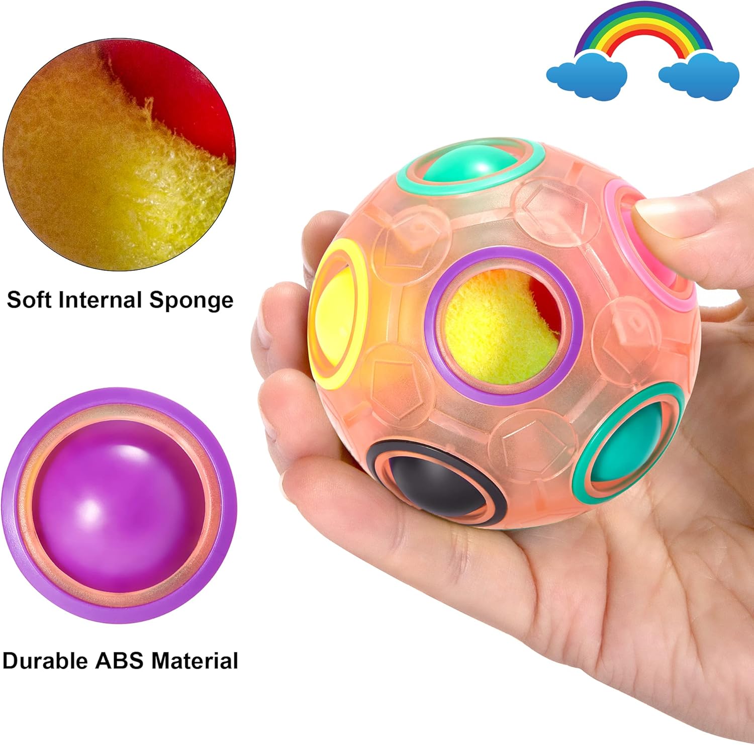 Vdealen Magic Rainbow Puzzle Ball- Fidget Ball 3D Puzzle Game Brain Teaser Toy for Boys- Birthday Party Easter Christmas Stocking Fillers Gift Toy for Kids Teens Adults - Image 4