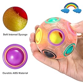 Vdealen Magic Rainbow Puzzle Ball, Fidget Ball Puzzle Brain Teaser Fidget Toy for Boys & Girls- Birthday Party Easter Valentines Christmas Stocking Stuffers for Kids Teen & Adults(Pink)