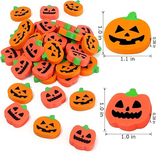 Miniatura 2 de 48 borradores de calabaza de Halloween para niños, lindos borradores novedosos, borradores de lápiz, recompensas de tareas, estudiantes, premios de