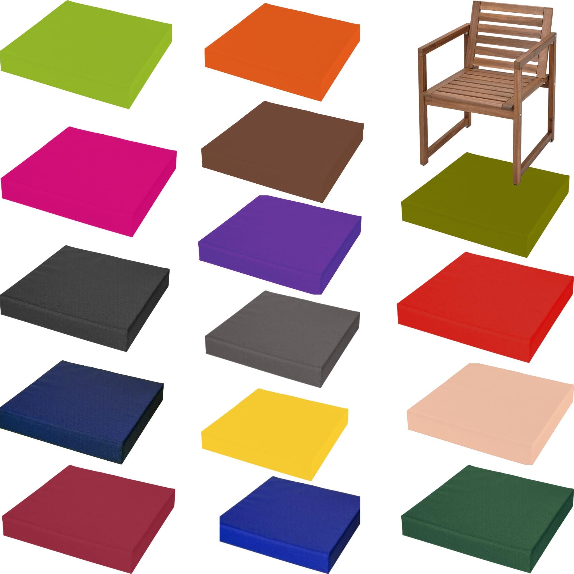 Dicke, wasserdichte Outdoor-Kissen, 40,6 x 45,7 cm, weiche Tischauflagen, abnehmbare Bezüge, hochbelastbarer Schaumstoff, ideal für Garten, Terrasse, Rattanfell, für drinnen und draußen