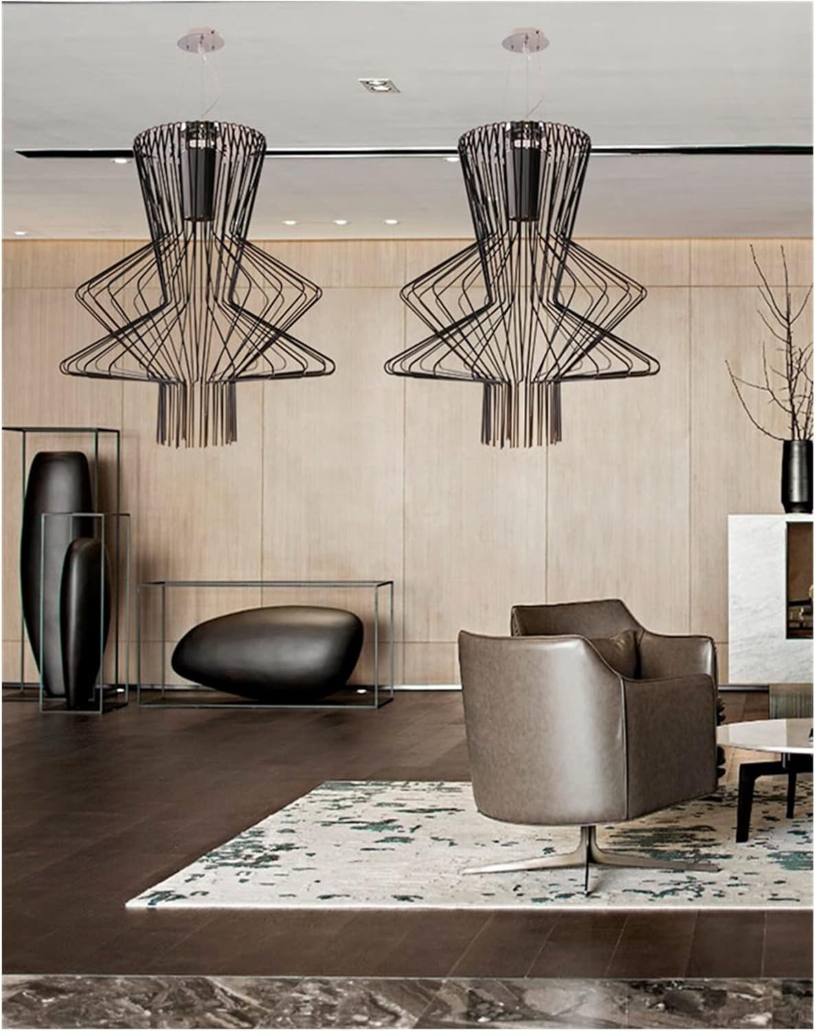 Modern Lighting Pendant Lights LED Birdcage Hanging Lamps Industrial Lamp Home Decor Luminaire (Color : Gold76x87cm)