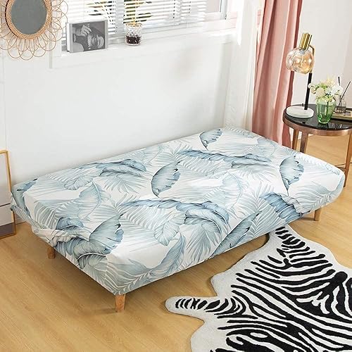 Miniatura 9 de ele ELEOPTION Funda de sofá cama sin brazos azul lino funda elástica plegable grande sofá fundas futón tamaño completo impreso muebles protectores