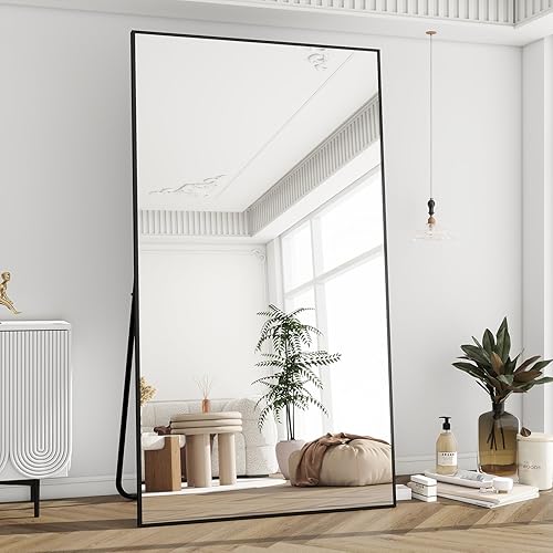 Vista 14 de BEAUTYPEAK Espejo de longitud completa, 71 x 26 pulgadas, para colocar de pie, colgar o apoyarse contra la pared, espejo para vestidor de cuerpo