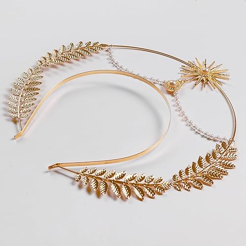 Miniatura 6 de L'VOW Corona de Mary Halo, tocado barroco de santo, estrellas, tiara y corona de diosa para mujer, disfraz de tocado de boda bohemio