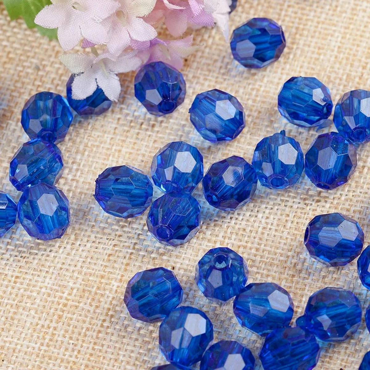 500 g, 6-14 mm, cuentas en ángulo transparentes, 32 secciones, cuentas de cristal de imitación acrílicas sueltas, cuentas para ramo de bricolaje, 9 frutas verdes, 10 mm