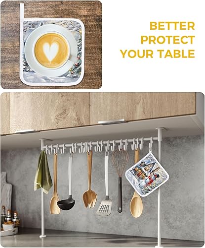 Miniatura 4 de 2 Packs Christmas Pot Holders Sets for Kitchen,Oven Pan Plate Bowl Pads Heat Proof Mat with Hanging Loop,Thick Terry Cloth Potholders Non Slip Soft