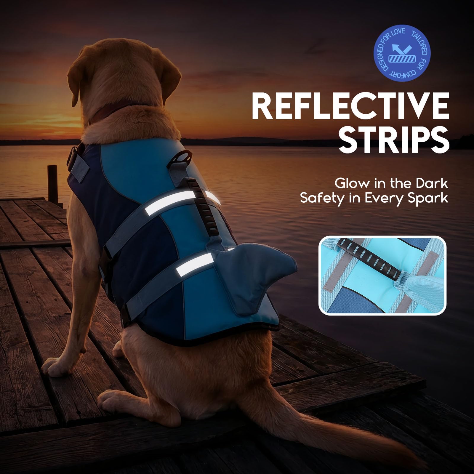 ASENKU Hundeschwimmweste Größe S für kleine Hunde, Schwimmweste für Hund Hai mit Sicherheitsgriff, Reflektorstreifen & D-Ring, ideal für Schwimmen, Boot & Strand