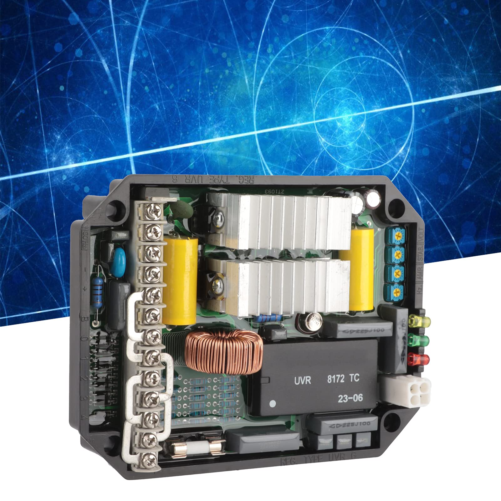 Regolatore di tensione, protezione multipla UVR6 50/60Hz AVR Regolatore di tensione automatico di buona stabilità per generatori brushless